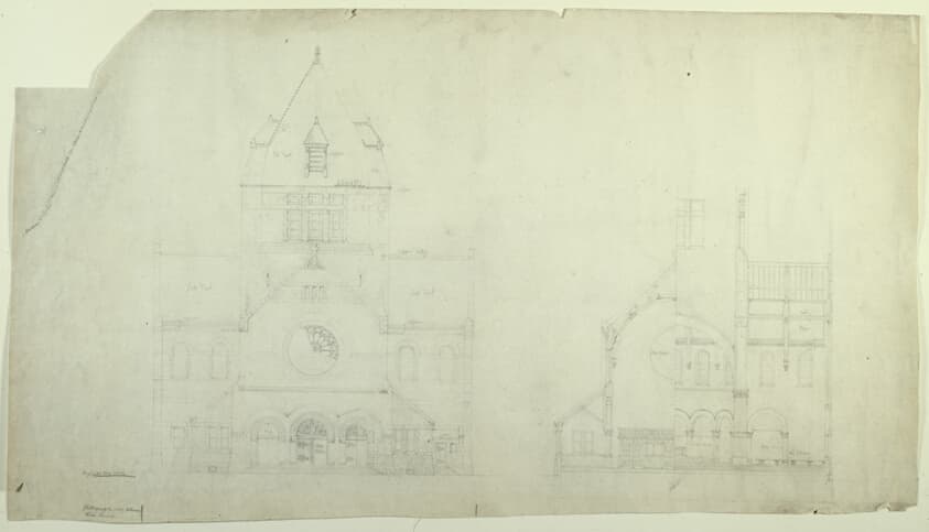 Saint Gabriel's Church, Chicago, Illinois, Elevation and Section