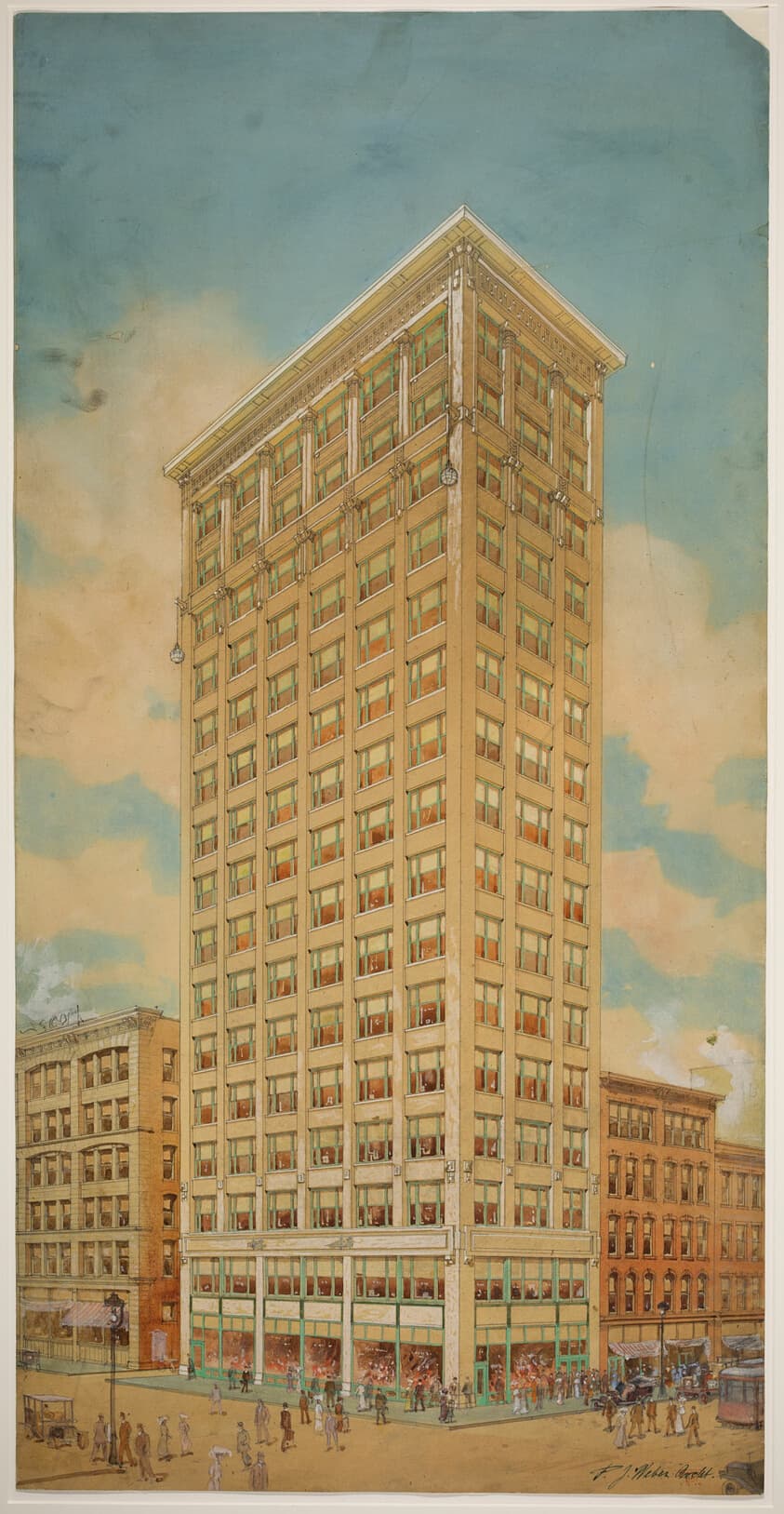 Prairie School Skyscraper, Chicago, Illinois, Perspective