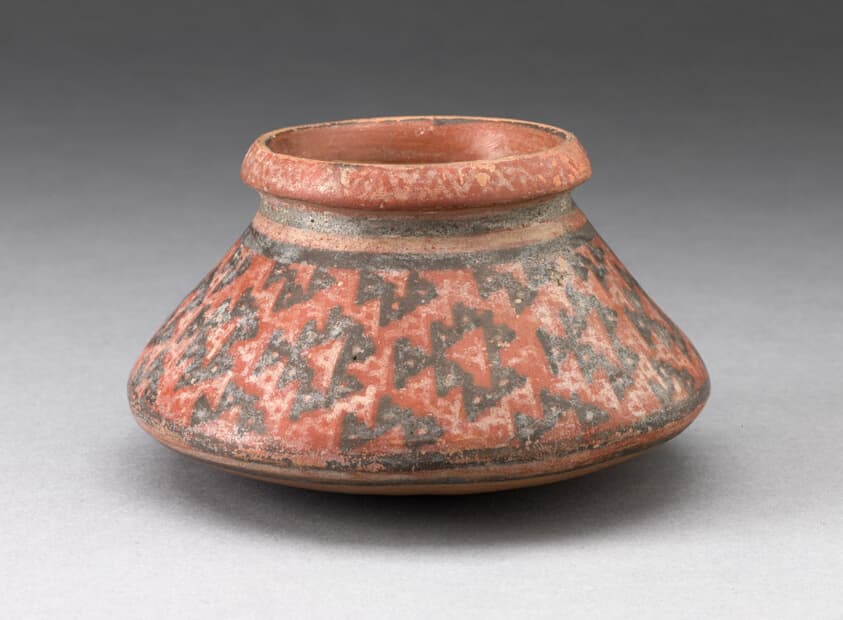Miniature Jar with Textile Pattern or Abstract Fish Motifs