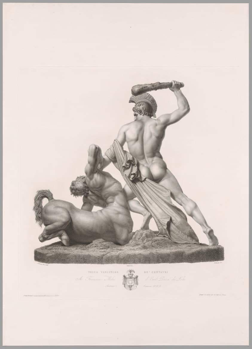 Theseus and Centaur, Back View, from Oeuvre de Canova