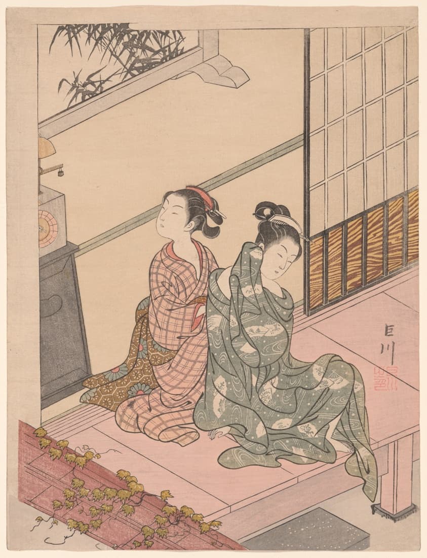 The Evening Bell of the Clock (Tokei no bansho), from the series "Eight Views of the Parlor (Zashiki hakkei)"