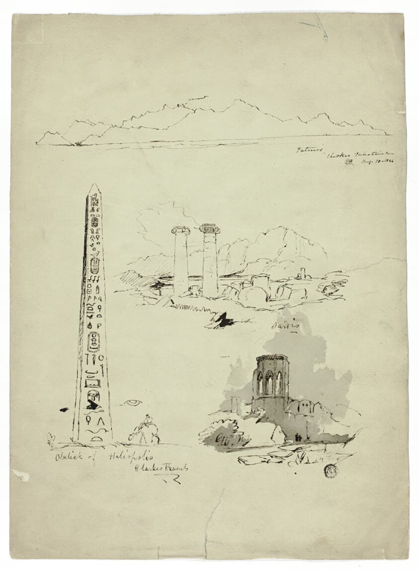Sketches of Patmos, Sardis, Obelisk of Heliopolis