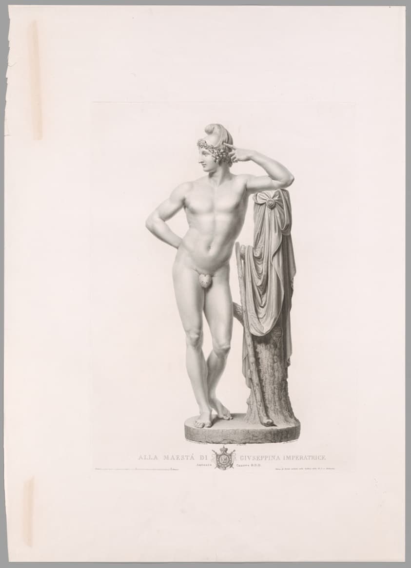 Paris Leaning on Tree Stump, Front View, from Oeuvre de Canova