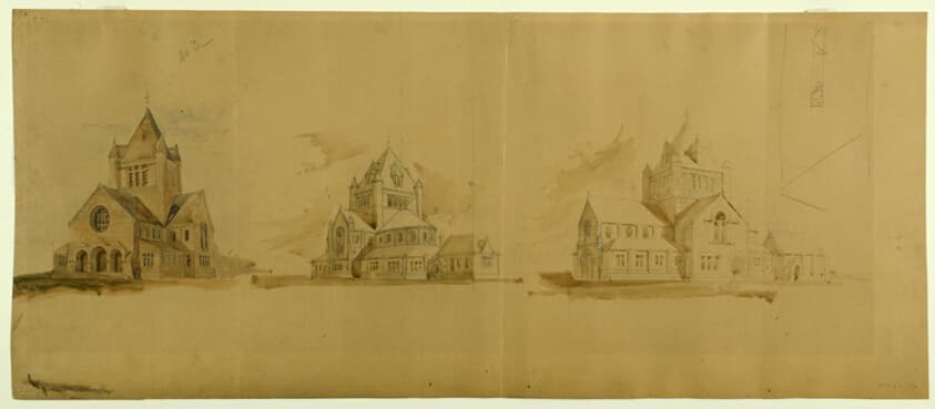 Saint Gabriel's Church, Chicago, Illinois, Perspective Sketches