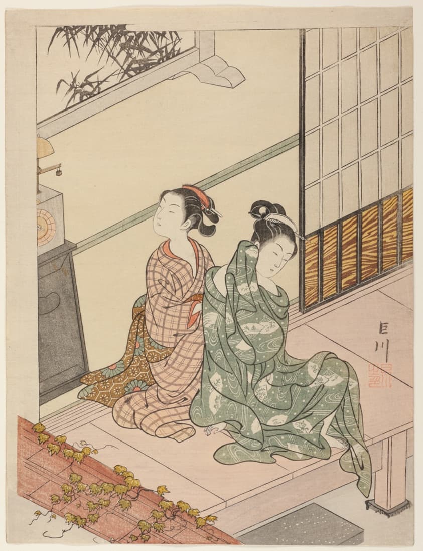 The Evening Bell of the Clock (Tokei no bansho), from the series "Eight Views of the Parlor (Zashiki hakkei)"