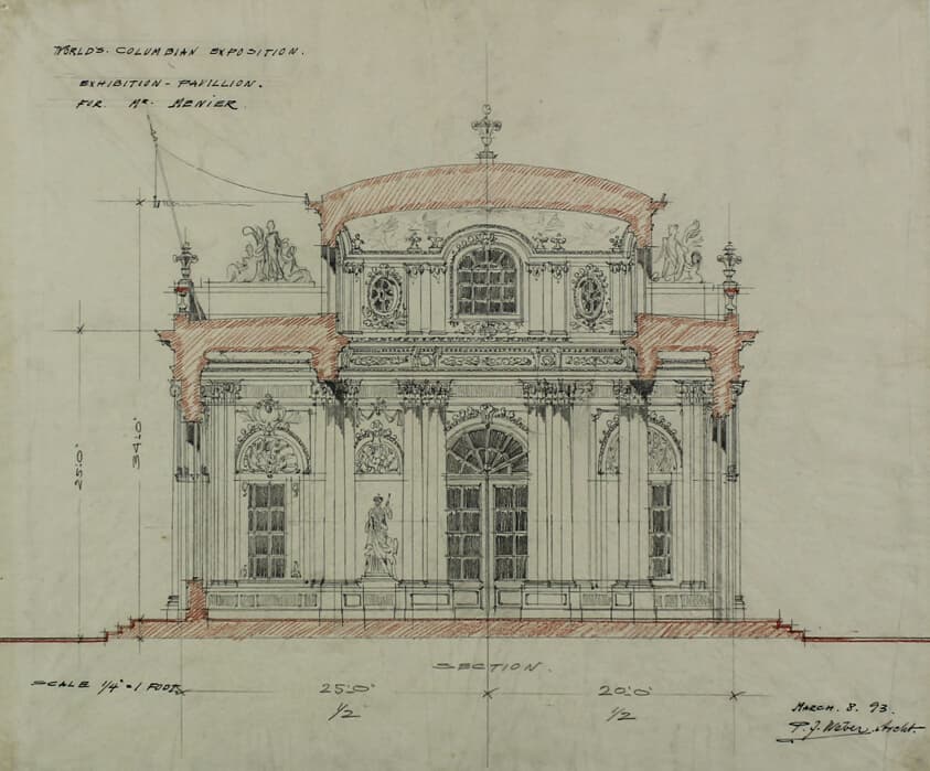 Chocolate-Menier Pavilion, World's Colombian Exposition, Chicago, Illinois, Section Sketch