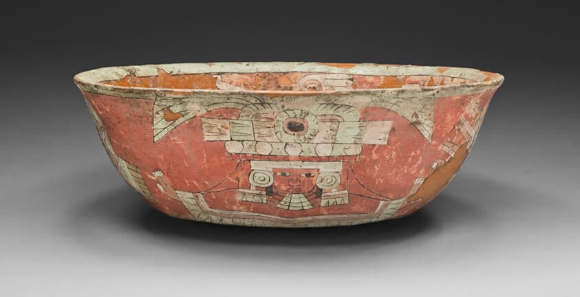 Bowl Depicting a Female Figure with Shield and Darts Motifs