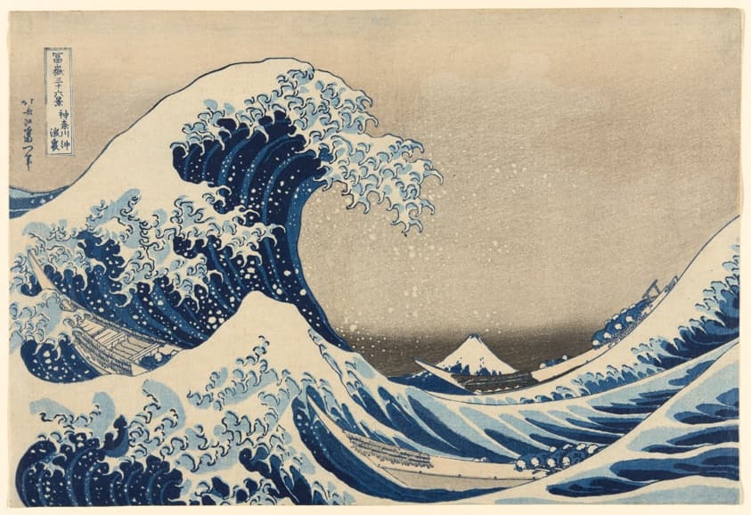 Under the Wave off Kanagawa (Kanagawa oki nami ura), also known as The Great Wave, from the series "Thirty-Six Views of Mount Fuji (Fugaku sanjūrokkei)"