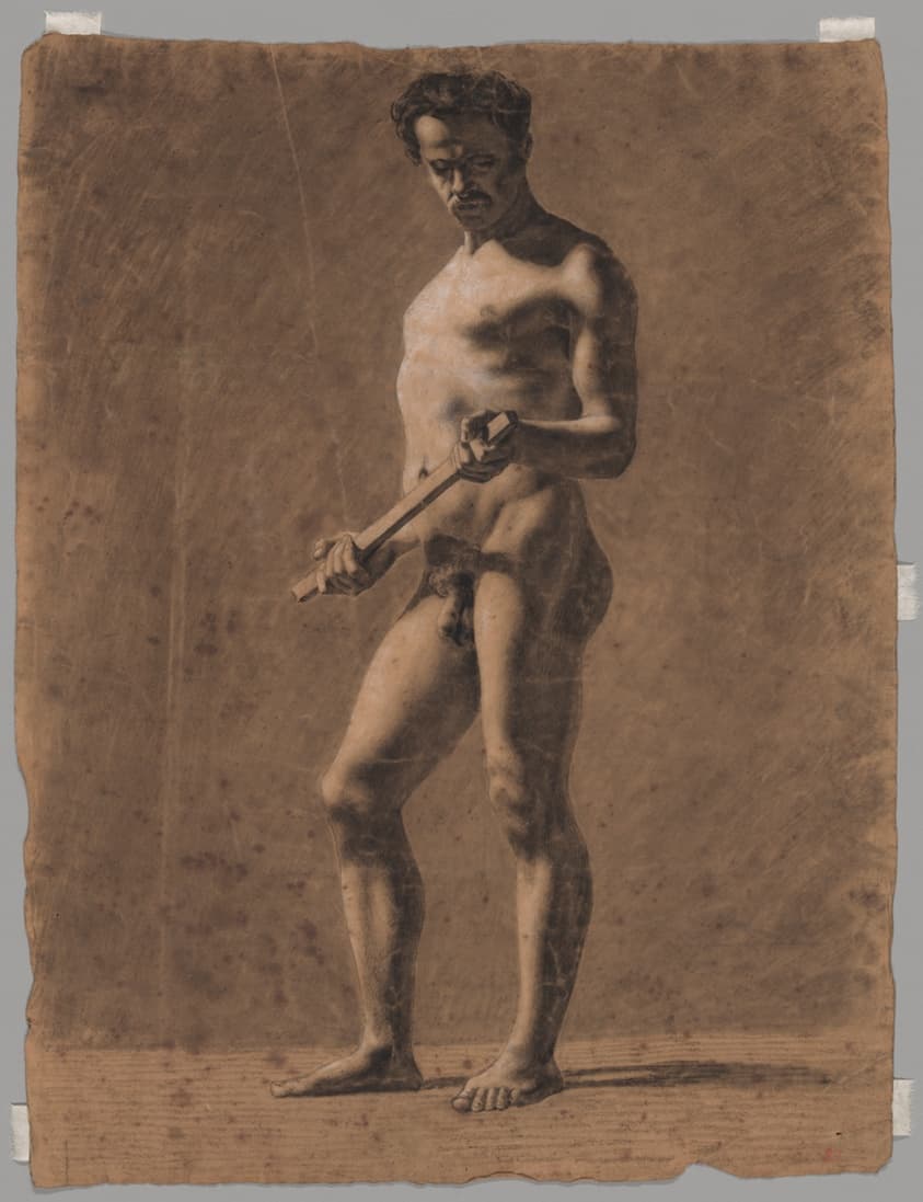 Standing Academic Male Nude (recto); Sketch of Upper Arm (verso)