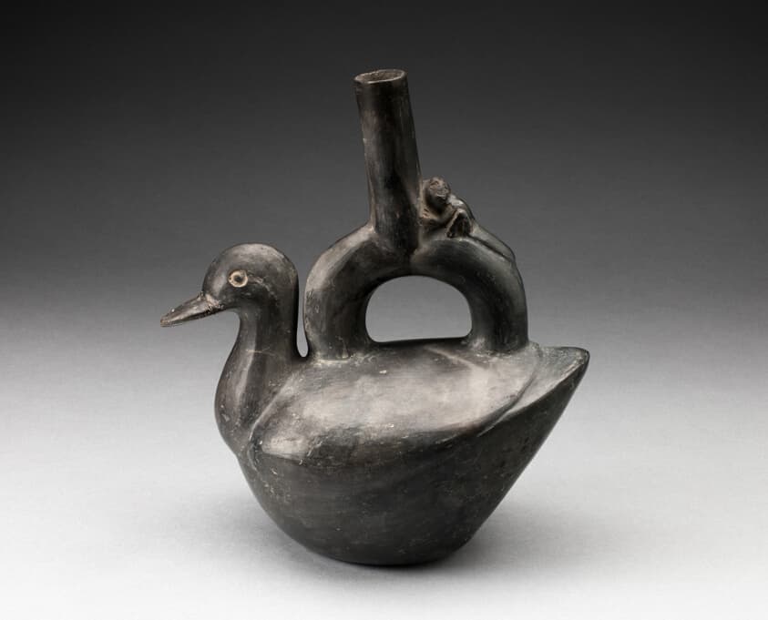 Single Spout Blackware Vessel in the Form of a Duck