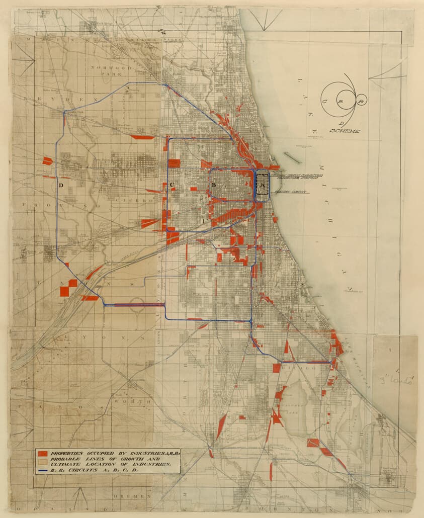 Plan of Chicago, Chicago, Illinois, Railroad Circuits Diagram