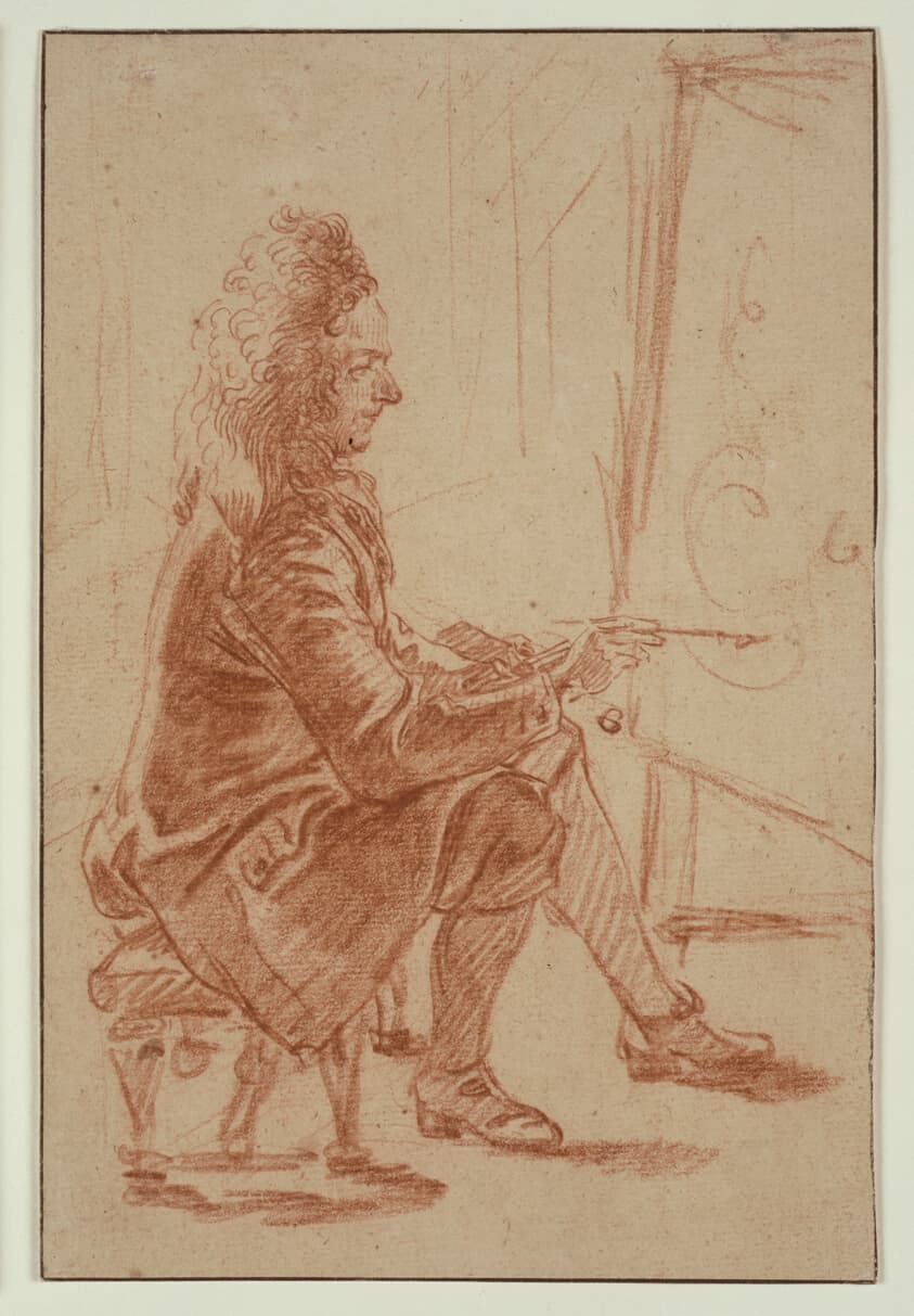 A Bewigged Painter (Possibly Claude Audran), Seated at his Easel, Seen in Profile