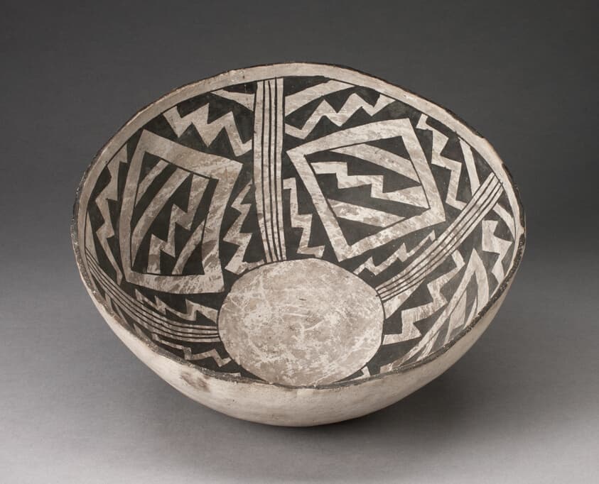 Bowl with Bold Black-on-White Diamond and Zizgag Motifs