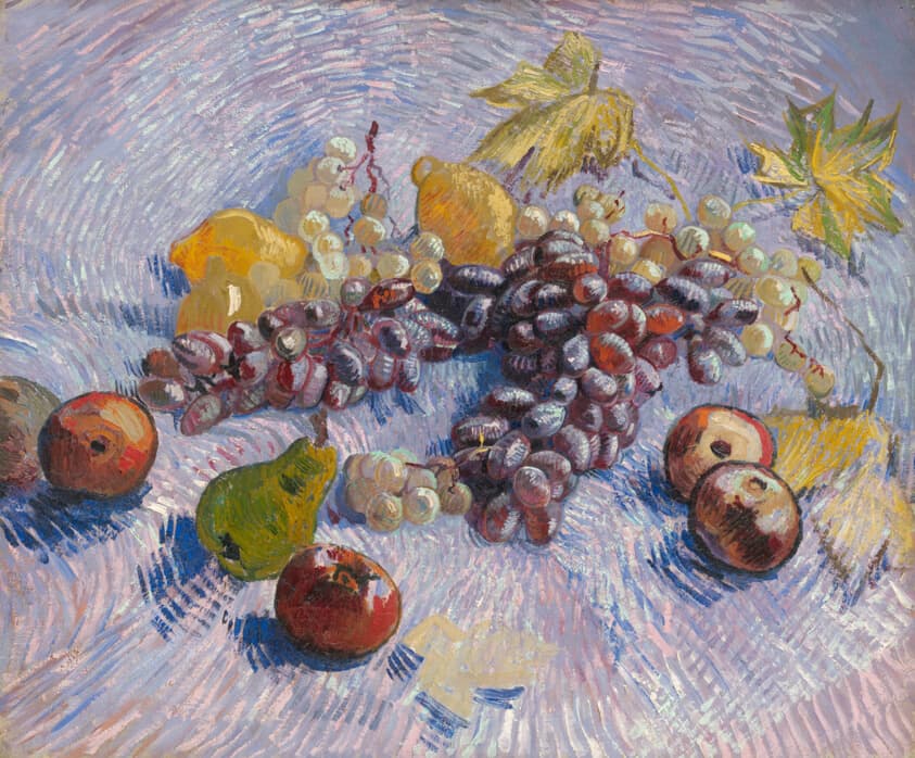 Grapes, Lemons, Pears, and Apples