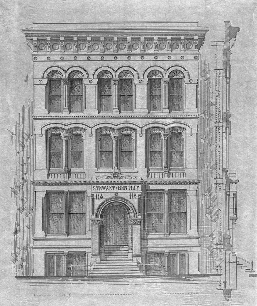 Stewart–Bentley Building, Chicago, Illinois, Elevation and Exterior Wall Section